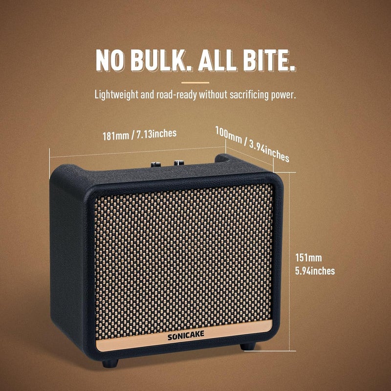 SONICAKE 10W BT Guitar Amplifier, Multi-effect Digital Modeling Speakers with APP, Portable Desktop All-in-one Guitar Amp with 80 Effects 100 Preset for Bedroom Practice, OTG AMPCUBE QAM-20 - Image 5